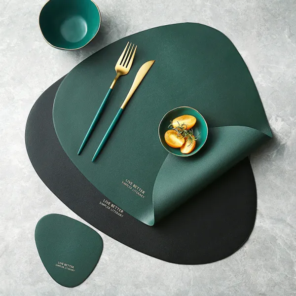 Tableware PU Leather Pad Placemat Heat Insulation Non-Slip Simple Placemats