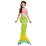 3PCS Kid Girls Ombre Scale Mermaid Tail Shell Bikini Sets Swimwear With Free Garland Color Random