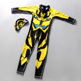 Kid Boys Underwater Diving Print Transformers Swimwear Sets Long Sleeves Top and Pant With Swim Cap