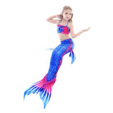 3PCS Kid Girls Matching Color Scale Mermaid Tail Bikini Sets Swimwear With Free Garland Color Random