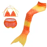 3PCS Kid Girls Ombre Scale Mermaid Tail Bikini Sets Swimwear With Free Garland Color Random