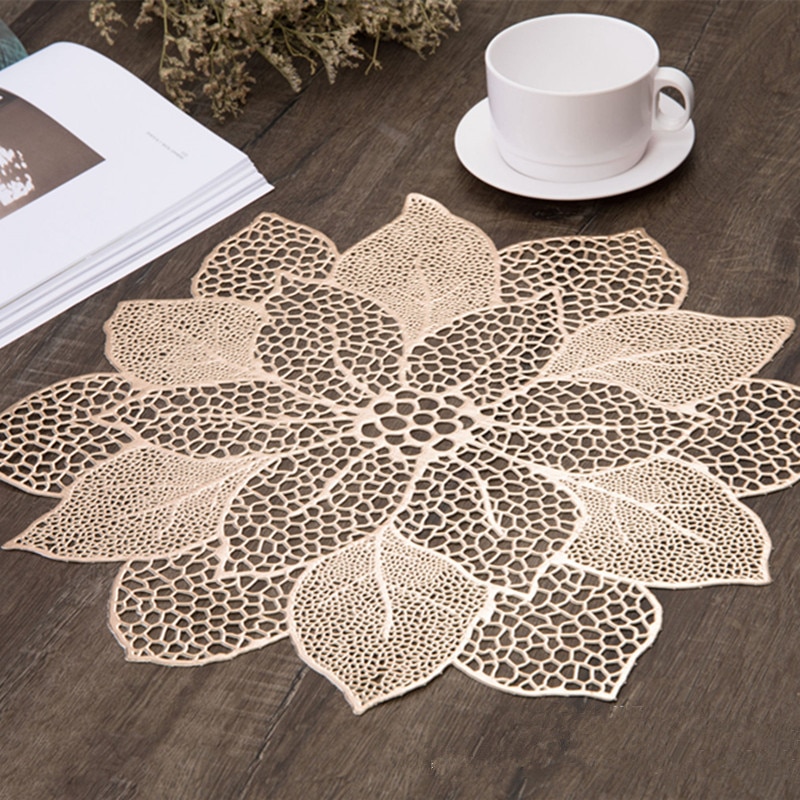 Multi-level Flower Hollow Out Waterproof Insulation PVC Placemats for Kitchen Dining Table