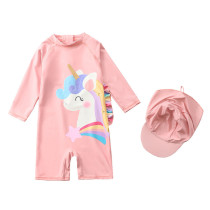 Toddle Kids Girls Print Rainbow 3D Unicorn Stars Swimsuit Swimwear With Cap