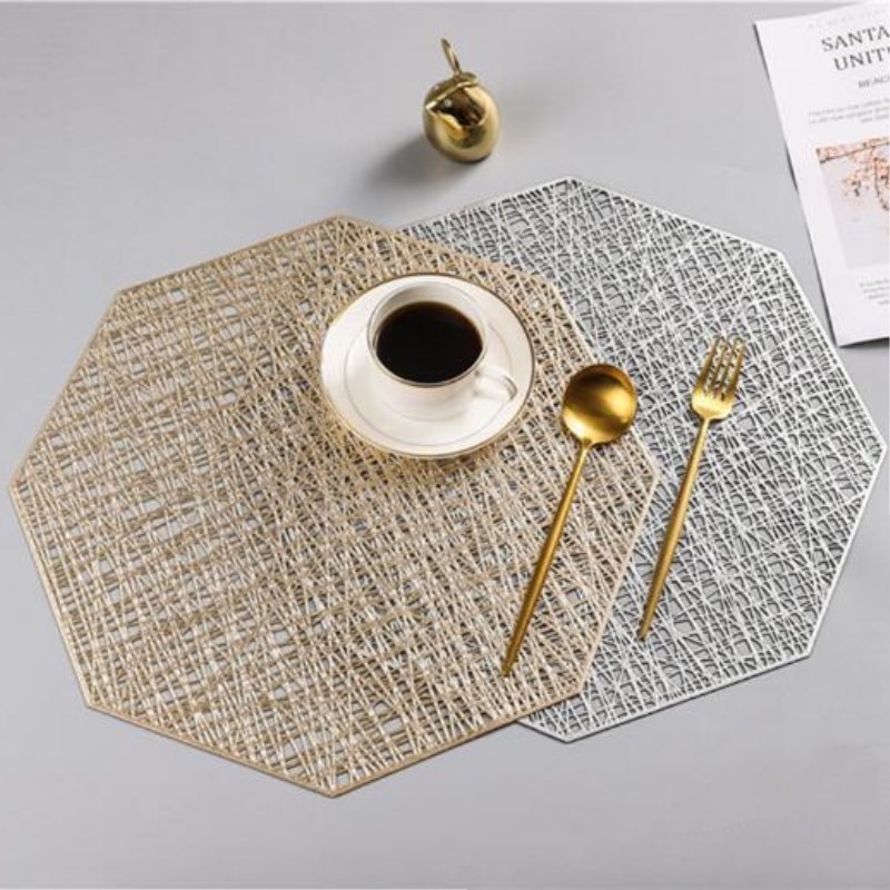 Octagonal Hollow Heat-insulated Waterproof  PVC Placemat For Table