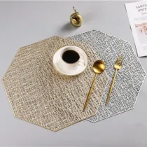 Octagonal Hollow Heat-insulated Waterproof  PVC Placemat For Table