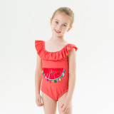 Toddle Kids Girls Print Watermelon Sequins Ruffles Swimsuit Swimwear
