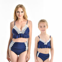 Mommy and Me Lace High Waisted Slip Bikini Sets Matching Swimwears