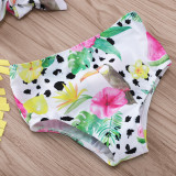 Baby Toddle Girls Tassels Bikini Prints Dinosaurs Flowers Shorts Swimwear Sets 0-2 Years