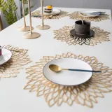 PVC Flower Geometry Hollow Insulation Coaster Pads Table Bowl Mat Resistant Placemat For Dining Table