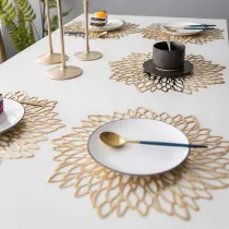 PVC Flower Geometry Hollow Insulation Coaster Pads Table Bowl Mat Resistant Placemat For Dining Table