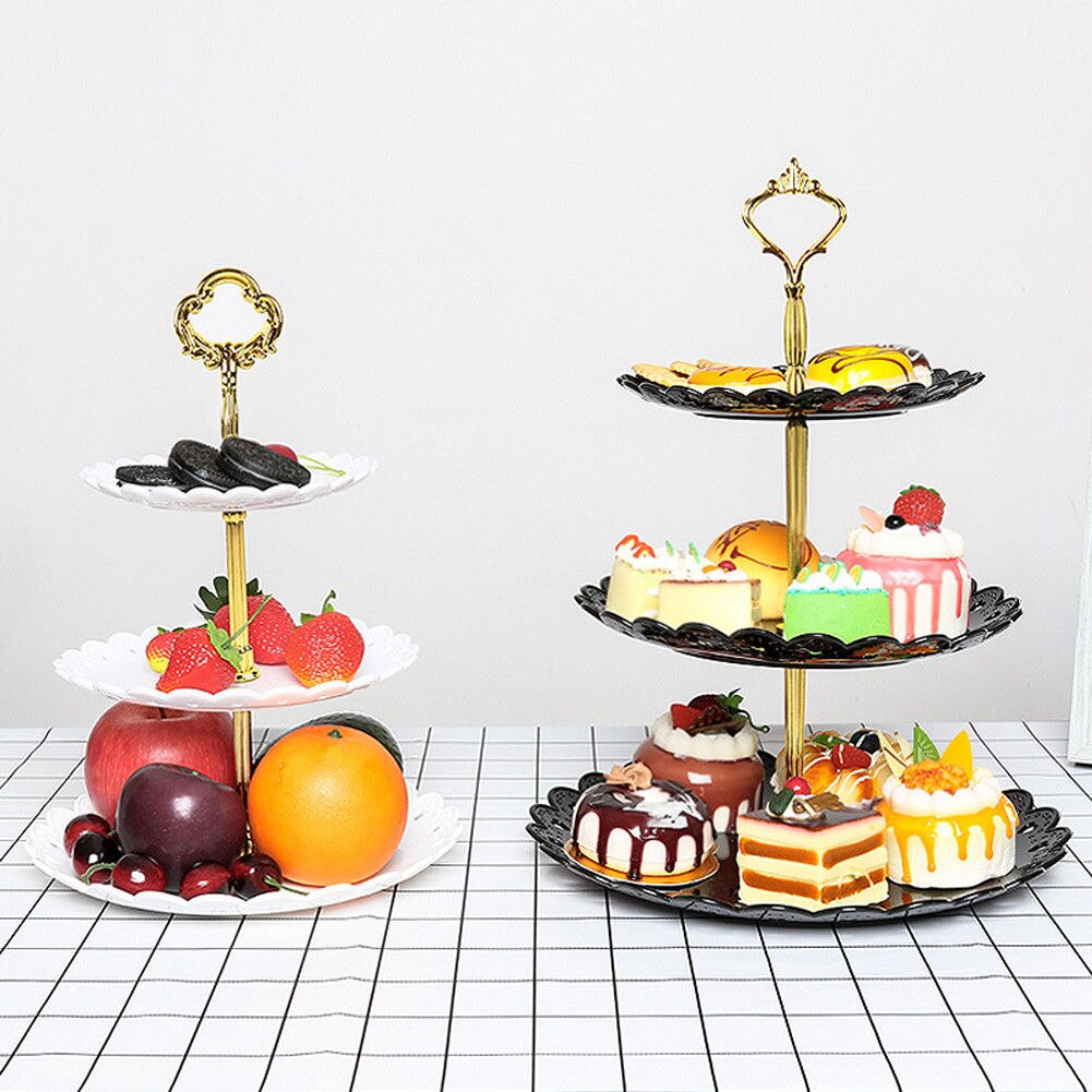3 Tier Fruit Plate Cake Stand Birthday Party Decor Afternoon Tea Wedding Plates Tableware Dessert Rack