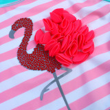 Toddle Kids Girls Prints Flamingo Stripes Tow Pieces Swimwear
