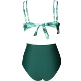 Women Swimsuit Cut Out Prints Tropical Leaves Bikinis Sets Swimwear