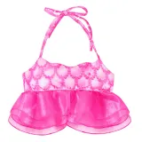 3PCS Kid Girls Scale Ruffles Tutu Mermaid Tail Bikini Swimsuit With Free Garland Color Random