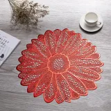 Flower Hollow Out Waterproof Insulation PVC Placemats for Kitchen Dining Table