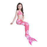 3PCS Kid Girls Ombre Scale Flowers Mermaid Tail Bikini Sets Swimwear With Free Garland Color Random
