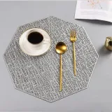 Octagonal Hollow Heat-insulated Waterproof  PVC Placemat For Table