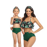 Mommy and Me Ruffles Leopard Prints Tropical Leaves Bikini Sets Matching Swimwear