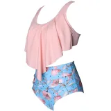 Women Swimsuit Cut Out Prints Tropical Leaves Bikinis Sets Swimwear