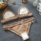 Women Swimsuit Hand Crocheted Sequins Bikinis Sets Swimwear