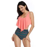 Women Swimsuit Cut Out Prints Tropical Leaves Bikinis Sets Swimwear
