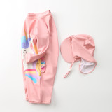 Toddle Kids Girls Print Rainbow 3D Unicorn Stars Swimsuit Swimwear With Cap