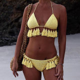Women Swimsuit Tassels Hand Crocheted Beads Bikinis Sets Swimwear