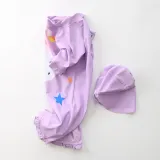 Toddle Kids Girls Print Unicorn Stars Swimsuit Swimwear With Cap