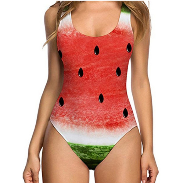 Women Swimsuit Nude Fruits One Piece Swimwear