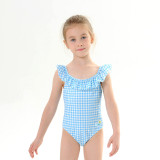 Toddle Kids Girls Ruffles Plaids Swimsuit Swimwear
