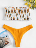 Women Swimsuit Sun Flowers Tube Up Bikinis Sets Swimwear