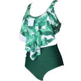 Women Swimsuit Cut Out Prints Tropical Leaves Bikinis Sets Swimwear