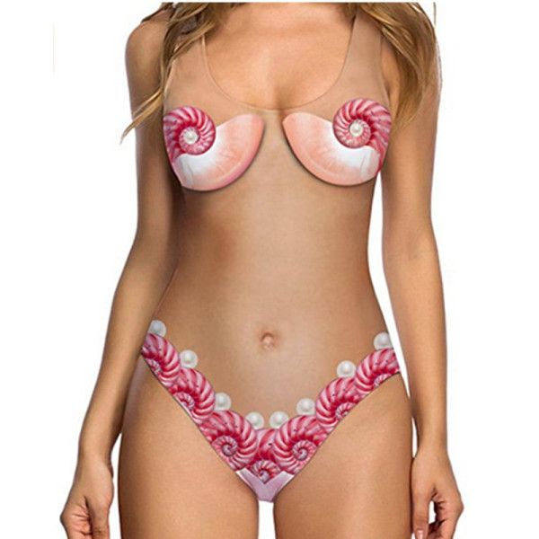 Women Swimsuit Nude Shell One Piece Swimwear