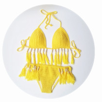 Women Swimsuit Tassels Hand Crocheted Beads Bikinis Sets Swimwear