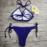 Women Swimsuit 3D Flowers Pearls Tie Up Bikinis Sets