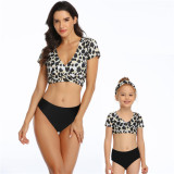 Mommy and Me Print Leopard Tropical Leaves Bikini Sets Matching Swimwear