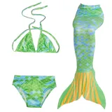3PCS Kid Girls Ombre Scale Mermaid Tail Bikini Sets Swimwear With Free Garland Color Random
