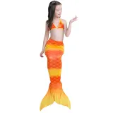 3PCS Kid Girls Ombre Scale Mermaid Tail Bikini Sets Swimwear With Free Garland Color Random