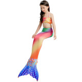 3PCS Kid Girls Ombre Scale Mermaid Tail Bikini Sets Swimwear