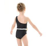 Mommy and Me One Shoulder Belt Flower Black Matching Swimwears