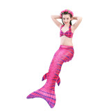 3PCS Kid Girls Strap Fly Fish Scales Mermaid Tail Bikini Sets Swimwear With Free Garland Color Random