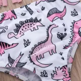 Baby Toddle Girls Tassels Bikini Prints Dinosaurs Flowers Shorts Swimwear Sets 0-2 Years