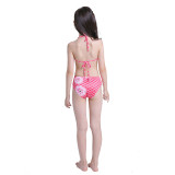3PCS Kid Girls Ombre Scale Flowers Mermaid Tail Bikini Sets Swimwear With Free Garland Color Random
