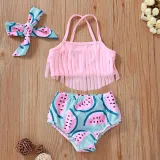 Baby Toddle Girls Tassels Bikini Prints Watermelons Shorts Swimwear Sets 0-2 Years