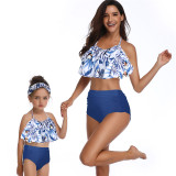 Mommy and Me Print Tropical Leaves Cocos Bikini Sets Matching Swimwears
