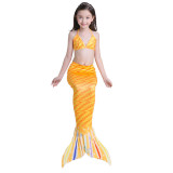 3PCS Kid Girls Ombre Scale Mermaid Tail Bikini Sets Swimwear With Free Garland Color Random