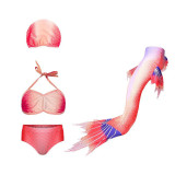 3PCS Kid Girls Omber Shell Flying Fish Mermaid Tail Bikini Swimsuit With Free Garland Color Random