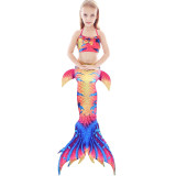 3PCS Kid Girls Flying Fish Shell Mermaid Tail Bikini Sets Swimwear With Free Garland Color Random