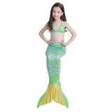 3PCS Kid Girls Ombre Scale Mermaid Tail Bikini Sets Swimwear With Free Garland Color Random