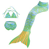 3PCS Kid Girls Ombre Scale Mermaid Tail Bikini Sets Swimwear With Free Garland Color Random